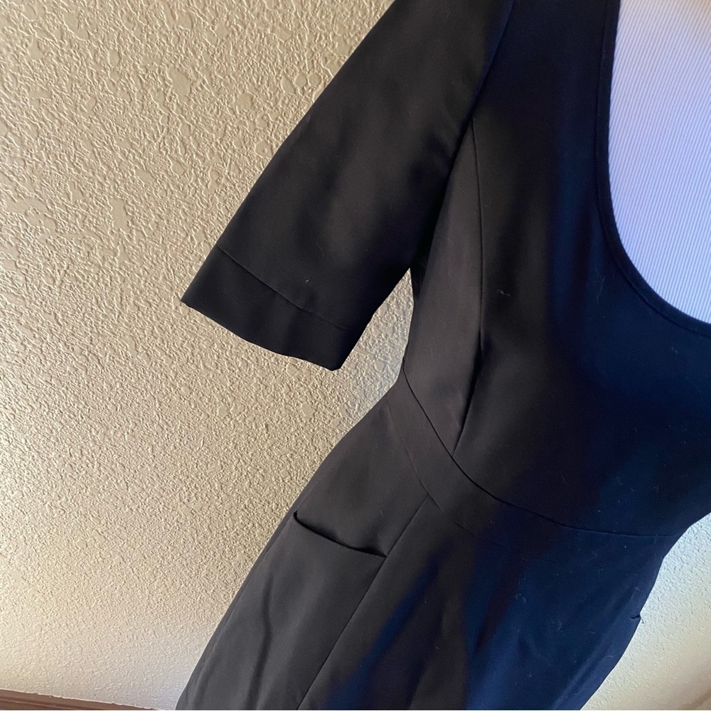 J. Crew Caryn Dress 100% Wool Solid Black Short Length and Sleeves Business: 4 - Picture 2 of 9